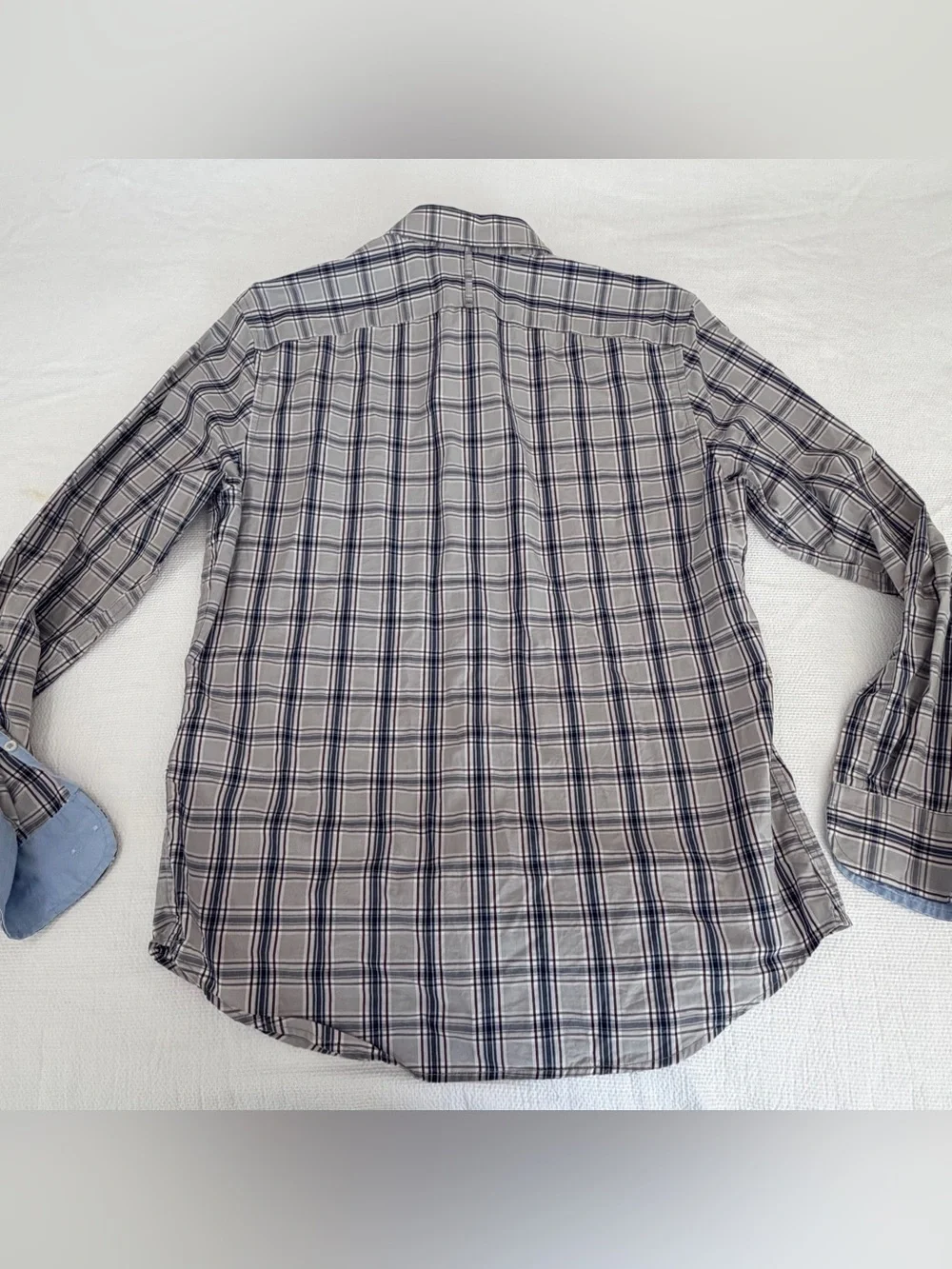 Banana Republic Men’s Blue and Gray Plaid Button-Down Shirt